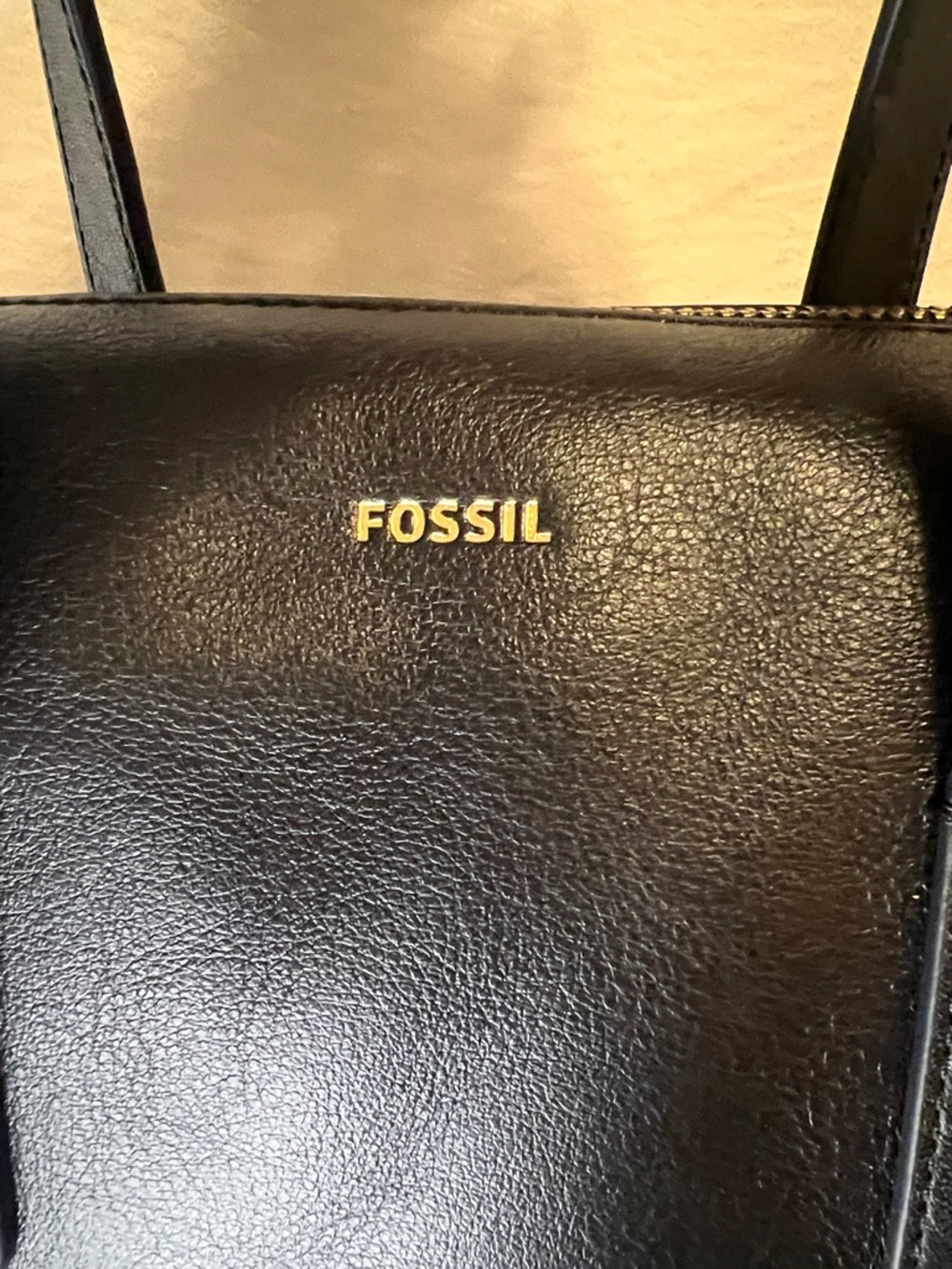 Fossil Black Leather Zip-Top Tote - Picture 10 of 10